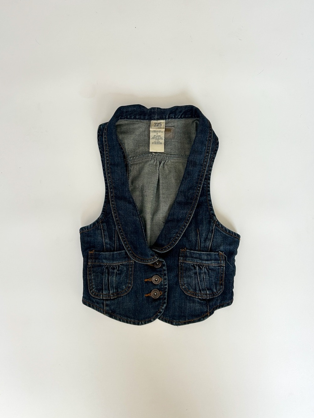 Vintage Dark Blue Denim Vest with Button Front